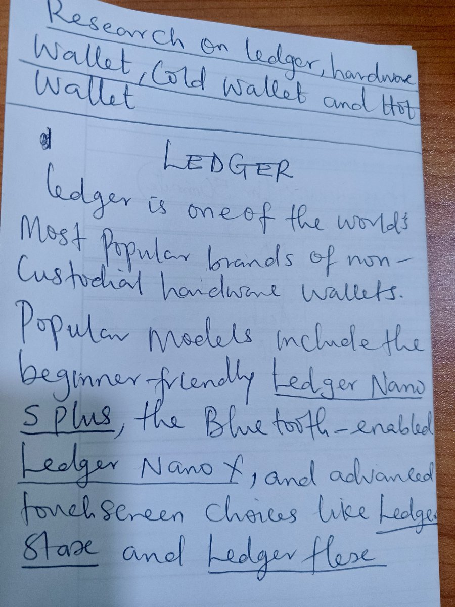 Ytoyin's tweet photo. Assignment 2 : Research on Ledger , hardware wallet, cold wallet and hot wallet.
#CryptoWithShola https://t.co/Rza3FvDvMu