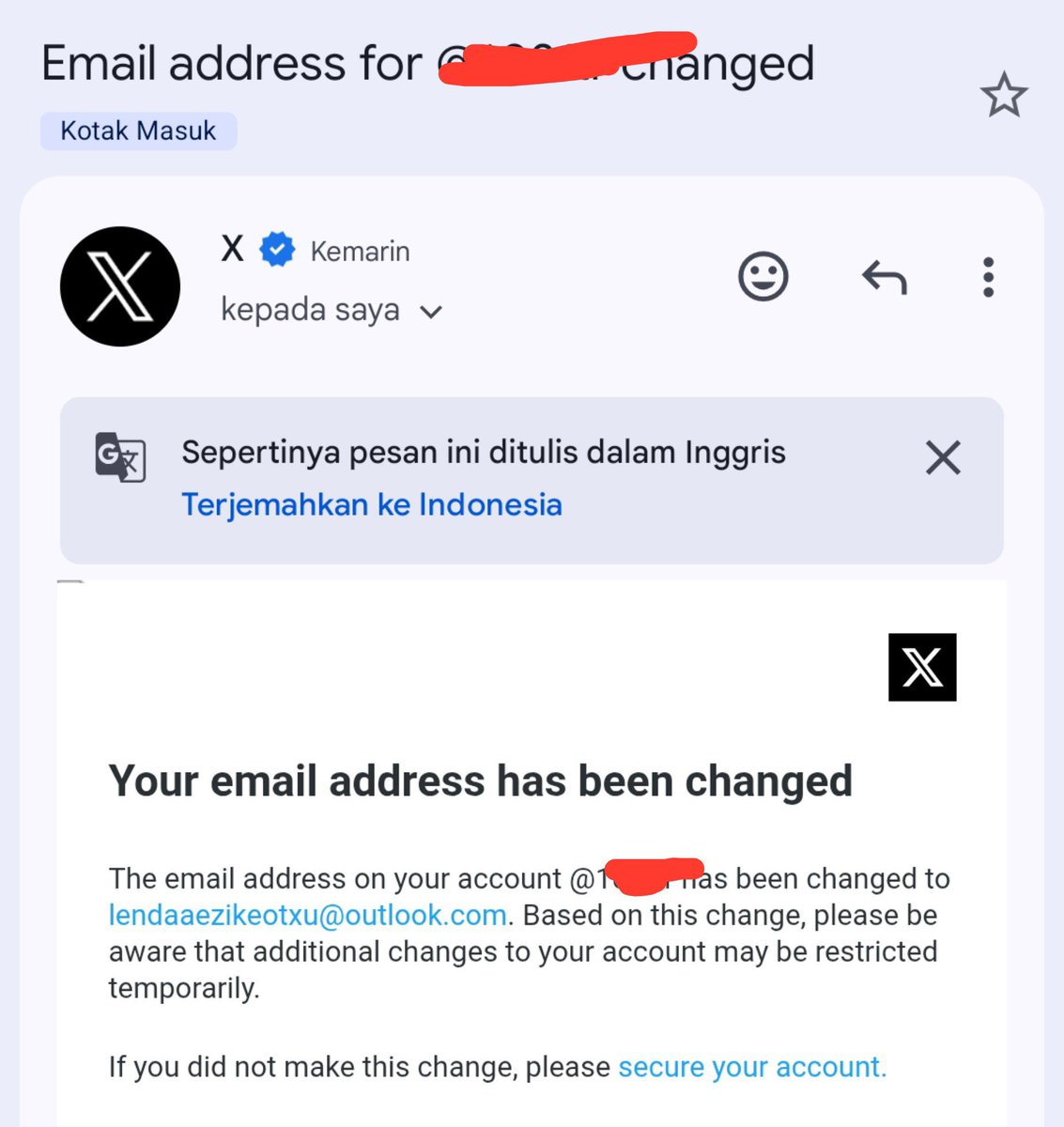 pieceofcake103's tweet photo. @nxnyrl Udahh diganti emailnya sama mereka, ga ngeh ada email satu lagi. https://t.co/GtZ18IDFIL