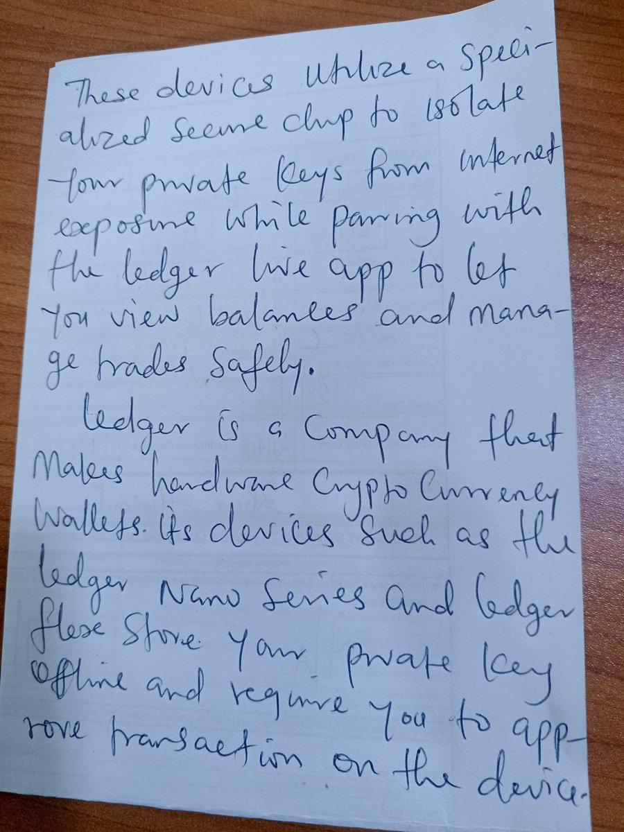 Ytoyin's tweet photo. Assignment 2 : Research on Ledger , hardware wallet, cold wallet and hot wallet.
#CryptoWithShola https://t.co/Rza3FvDvMu