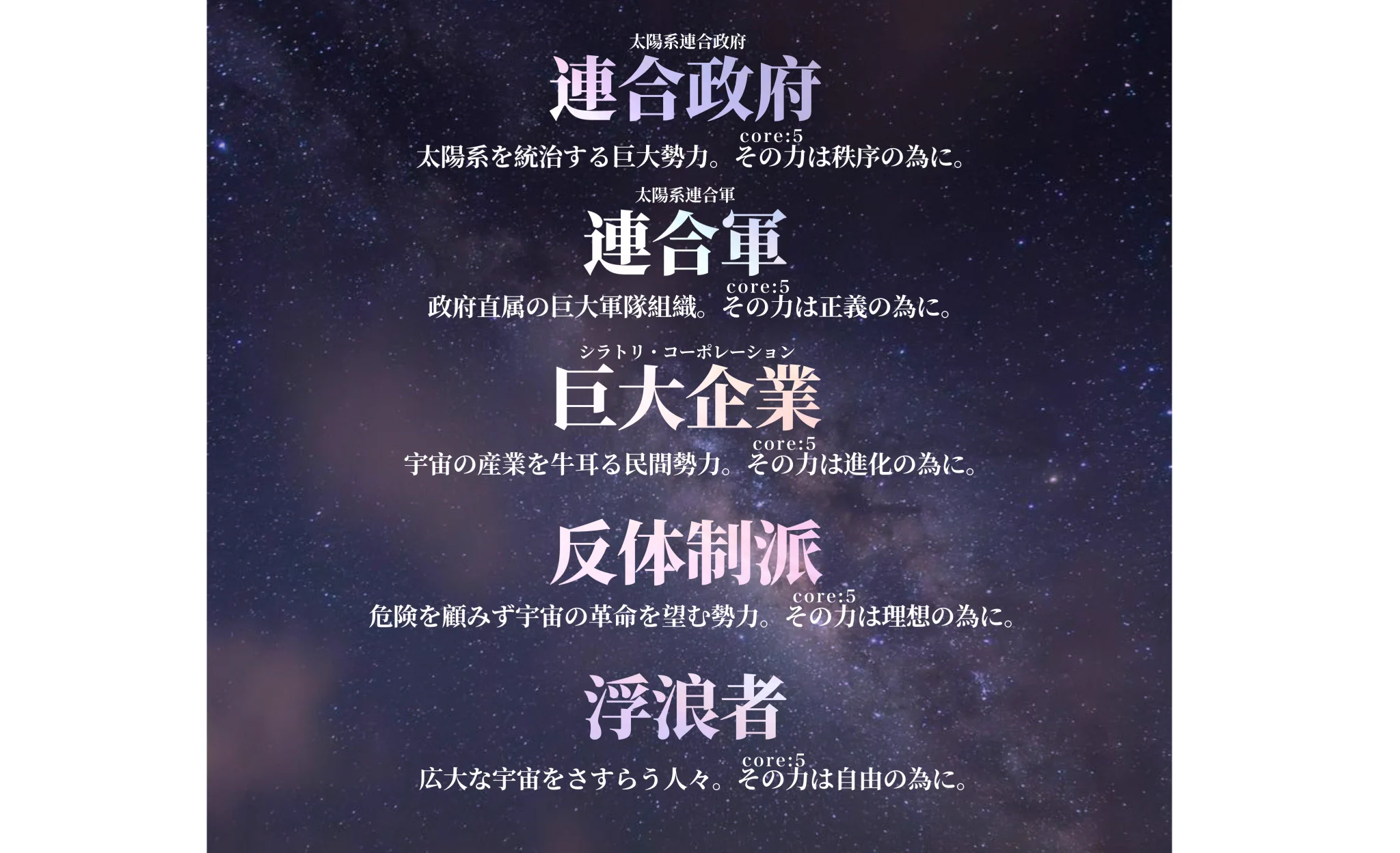SF一次創作企画[CORE:5] on X: 