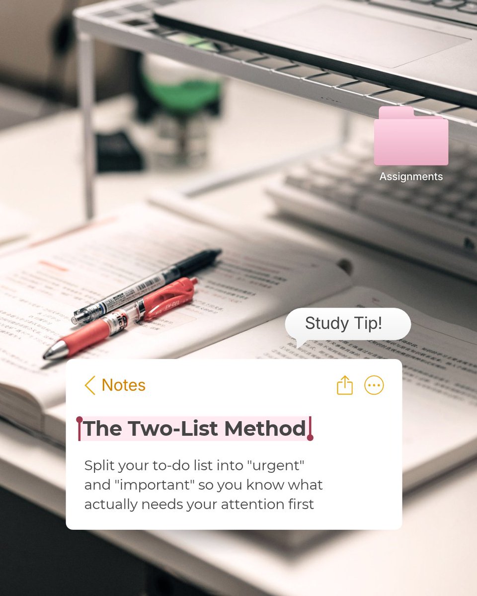 Arden_Uni's tweet photo. Not everything on your list is equally urgent. Replying to the group chat can wait, but starting that essay early? Important. Sort the urgent from the important and put your energy where it counts ✨ https://t.co/7LrvwKqseD