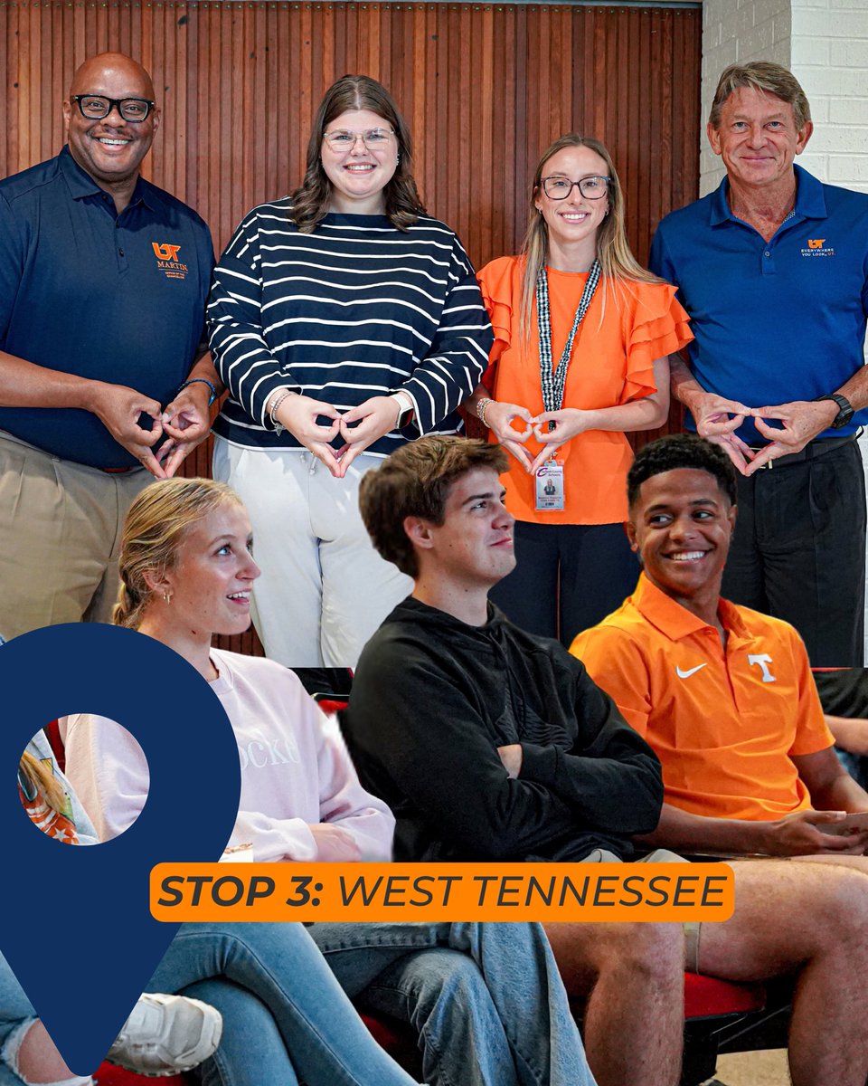 UTSystemNews's tweet photo. West Tennessee, you’re up!  
 
Tomorrow, we’re visiting Henry County, McKenzie, Huntingdon and Camden Central high schools with @utmartin Chancellor Yancy Freeman!  
 
Four schools. 1,300 students. Let’s go! 📣 https://t.co/N9N7cOgy2s