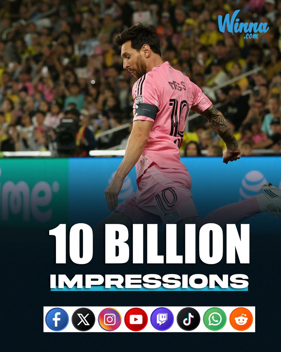 WinnaFC's tweet photo. 🚨| BREAKING: Messi’s impossible free-kick generated 10 BILLION impressions across social media within just 15 hours.🐐

Football won't be same once he RETIRES!! https://t.co/w5z3qhLC7h