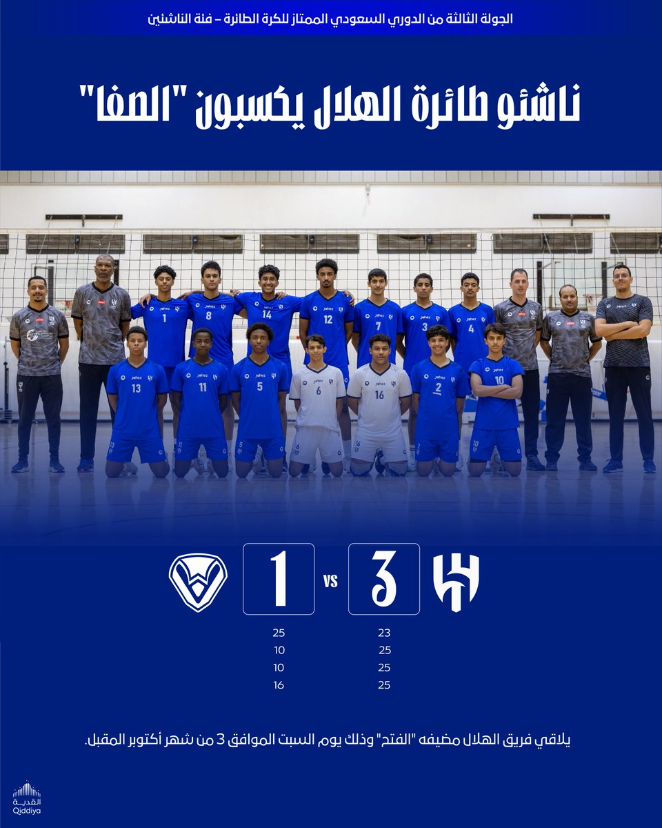 Alhilal_SG's tweet photo. ناشئو طائرة الهلال يكسبون “الصفا” 🏐

مبروك 👏 https://t.co/AdpRWYJFOo