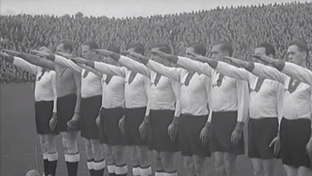 DanGraur3's tweet photo. @BeerGardenCat @JamesEsses Not exactly "a shadow of its former self." It became a copy of its real self. See the German team in 1936 in Dalymount Park eliciting no protest from the Irish. https://t.co/CSzGZCTvZu