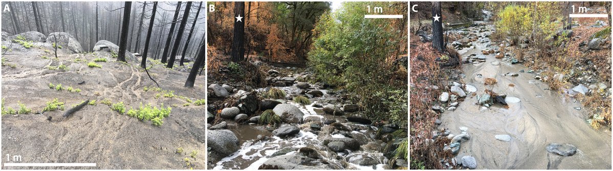 ScienceAdvances's tweet photo. Scientists reveal how the start of postfire debris flows is more sensitive to grain size and sediment supply than increased water runoff, explaining differences in debris flows in mountainous areas and improving postfire predictions. https://t.co/69MBpFapZl @CAGeoSurvey https://t.co/WMQQx0DB0N