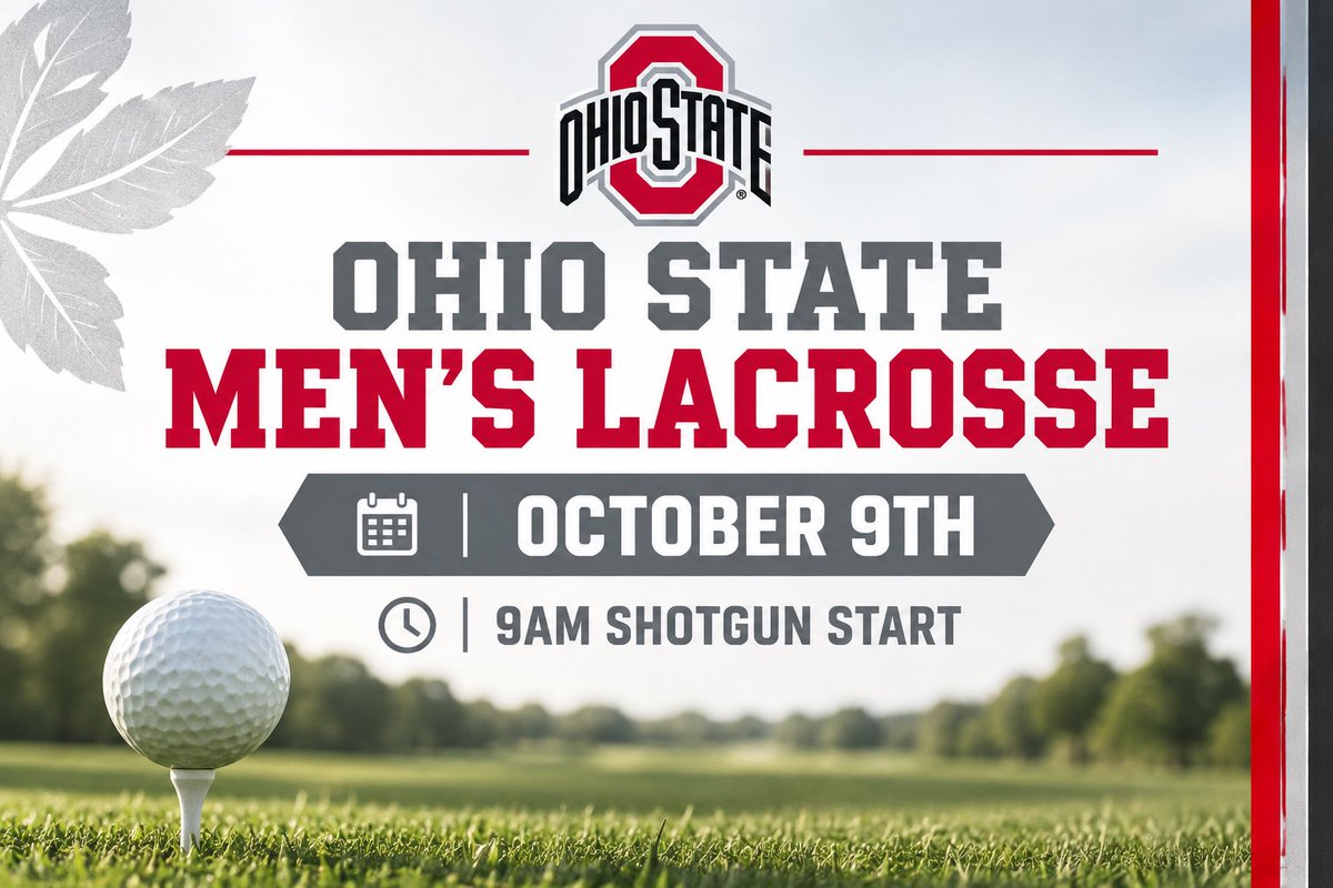 OhioStateMLAX's tweet photo. Less than 2 weeks until our Golf Outing! 

Limited spots remain. Register now:  https://t.co/p5MTvXtAZT

#GoBucks https://t.co/tKXoJN22if