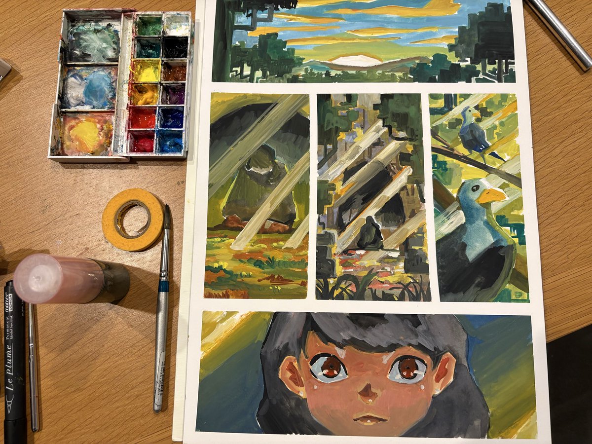 Artoglyphist's tweet photo. 絵の具でマンガを描くのに夢中です🎨 https://t.co/naxE0nVOHf