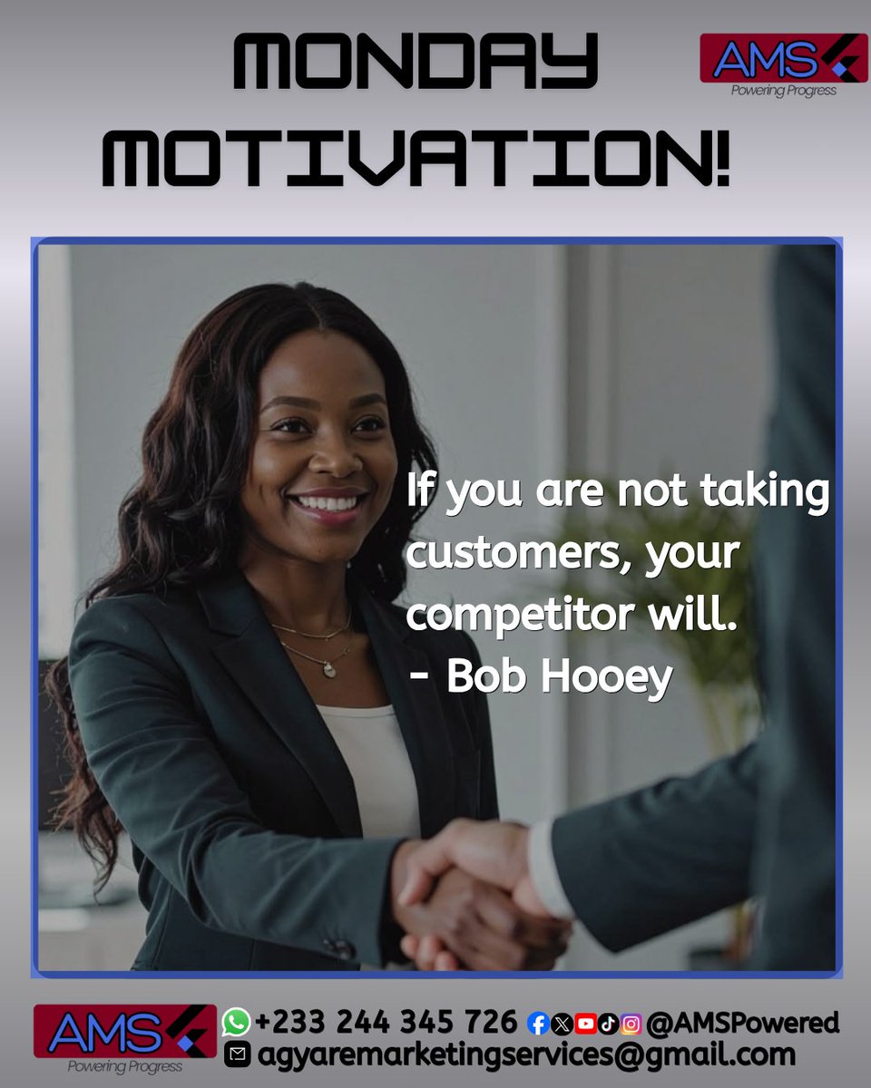 AMSPowered's tweet photo. Customers drive progress. 🤝

“If you are not taking customers, your competitor will.” — Bob Hoey

At AMS, we focus on reliable solutions, responsive service, and lasting customer relationships.

AMS — Powering Progress. ⚡

#AMSPowered #PoweringProgress #CustomerExperience https://t.co/INZVsonduT