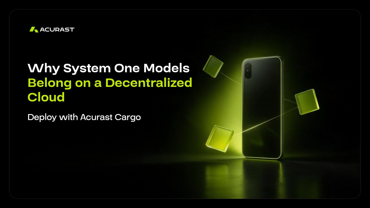 Acurast's tweet photo. What if your next AI model runs on a phone, not a data center?

System One models handle decisions like spam detection, moderation, routing, and prompt safety.

Laya puts these workloads on phones through Acurast’s decentralized cloud.

~0.2s decisions. Open model. Private by design.

AI doesn’t always need to scale up. Sometimes, it scales out.

Read the full story 👇

https://t.co/OIQDoaBald