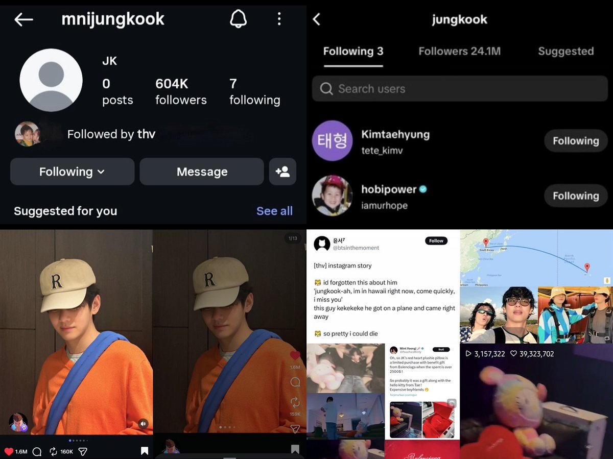 obicmb's tweet photo. made his instagram public for taehyung
unfollowed everyone for taehyung
rts taehyung’s posts within seconds, even while he’s in the middle of an event
travels 9 hours just because taehyung said “i missed you”

something jungkook would never do for any other member https://t.co/MlLUFszZOk