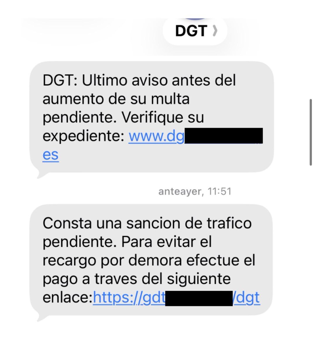 policiademadrid's tweet photo. 🚨¿Una multa de la DGT por SMS o correo? Ojo: puede ser una estafa.
👉El enlace lleva a una web falsa que imita a la DGT. No facilites datos, cierra la web y elimina el mensaje.
Si has facilitado datos, cambia las contraseñas y contacta con tu banco.
#internetSeguro
#PMM https://t.co/asaaWTujp5