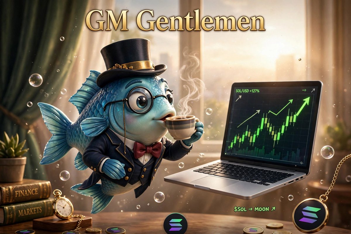 EnglishFishCoin's tweet photo. GM Gentlemen ☕️🎩

Another day to be Early on $EFC

Coffee + Chart watching = Perfect morning

CA: EKWmGwdRETt6woXCeJord1ufT4i9JtMjfTfPxtCpump https://t.co/1l7Hjc1WcT