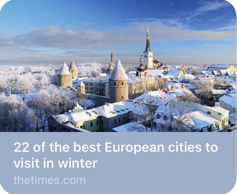 MFAestonia's tweet photo. Coolcation season may be over. Tallinn season isn’t.

After a summer of travellers heading north in search of cooler days, @thetimes names Tallinn one of the best European cities to visit this winter.

Turns out, Estonia is worth keeping cool for. ❄️

See why Tallinn made the list ⤵️

https://t.co/USuL9lynF7