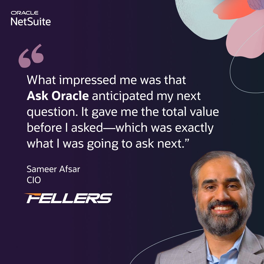 AtzaOrrante's tweet photo. What if your AI assistant could understand the context behind your business questions? Ask Oracle delivers context-aware answers, insights, and recommendations grounded in your @NetSuite data, helping teams go from question to action in one conversation. https://t.co/kVAZwAJsYq https://t.co/6UpoFsbSKq