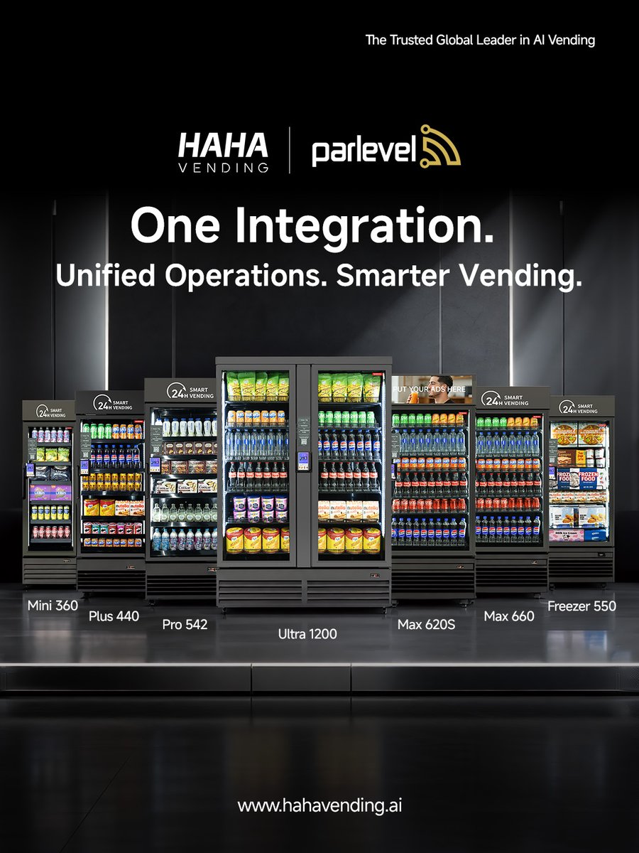 Haha_Vending's tweet photo. One Integration. Unified Operations. Smarter Vending. 🚀

HAHA VENDING is now integrated with @parlevelsys  VMS, enabling automatic syncing of devices, products, pricing, taxes, and orders.

Available across our smart vending lineup.

#HAHAVending #Parlevel #SmartVending https://t.co/NgHOWrSbqr