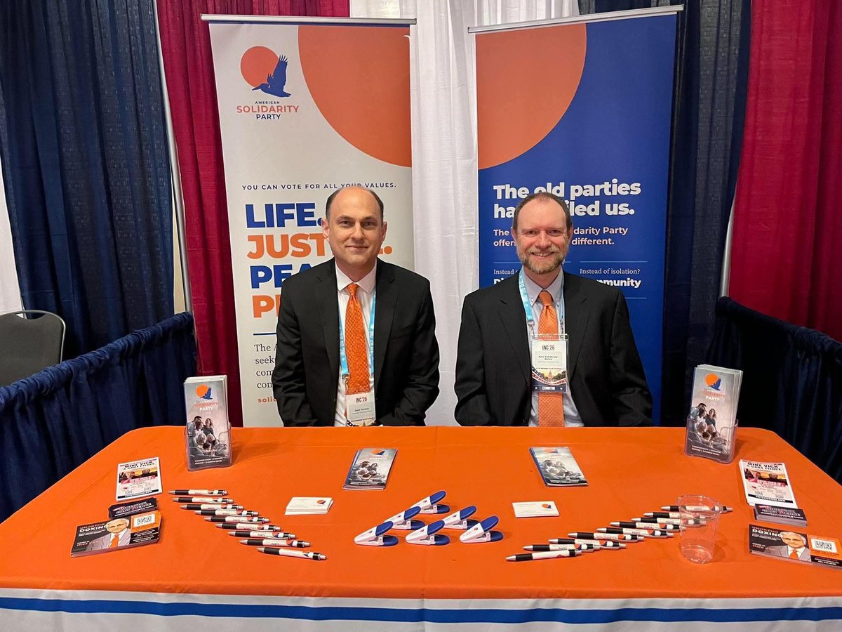 AmSolidarity's tweet photo. ASP National Committee chair Jack Ternan and Deputy Director Alex Koroknay Palicz, repping the party at the Independent National Convention in DC last week. https://t.co/oxLNotWq6y