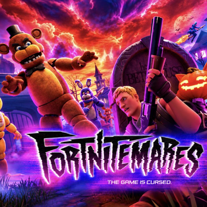 FortnitePV2's tweet photo. To celebrate Fortnitemares 2026 with Five Nights at Freddy’s coming to Fortnite and MUCH MORE I’d like to give 5 people who like and reply to this tweet a 12,500 V-Bucks code in DM’s 👀

Do not miss this chance at getting all the FNAF skins or anything, enter now ‼️ https://t.co/yUtZRDxTyr