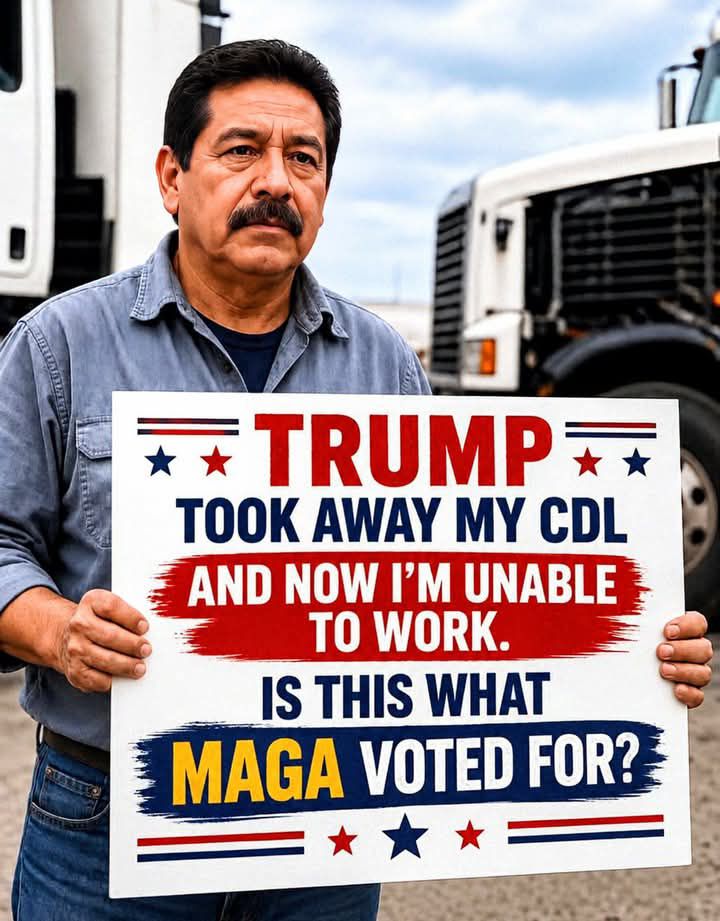 Kathyo72l's tweet photo. Lost my CDL. Now I can’t work. Is this what they voted for? https://t.co/wTizBcfS5O