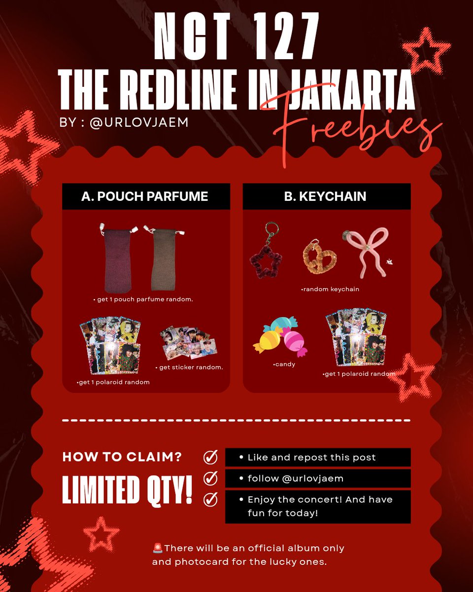 urlovjaem's tweet photo. 🔥FREEBIES NCT 127 THE REDLINE IN JAKARTA 🔥
by @urlovjaem

How to claim?
🤏🏻Say hi &amp; ask nicely
🕜 : tba
📍: tba
🗓️ 3 Oktober 2025

•RT and Likes are very appreciated see you Chilzen, let's be Moots❤️🤗

#NCT127_TOUR #RedlineinJKT #NCT127 https://t.co/qYHJSXc8OB