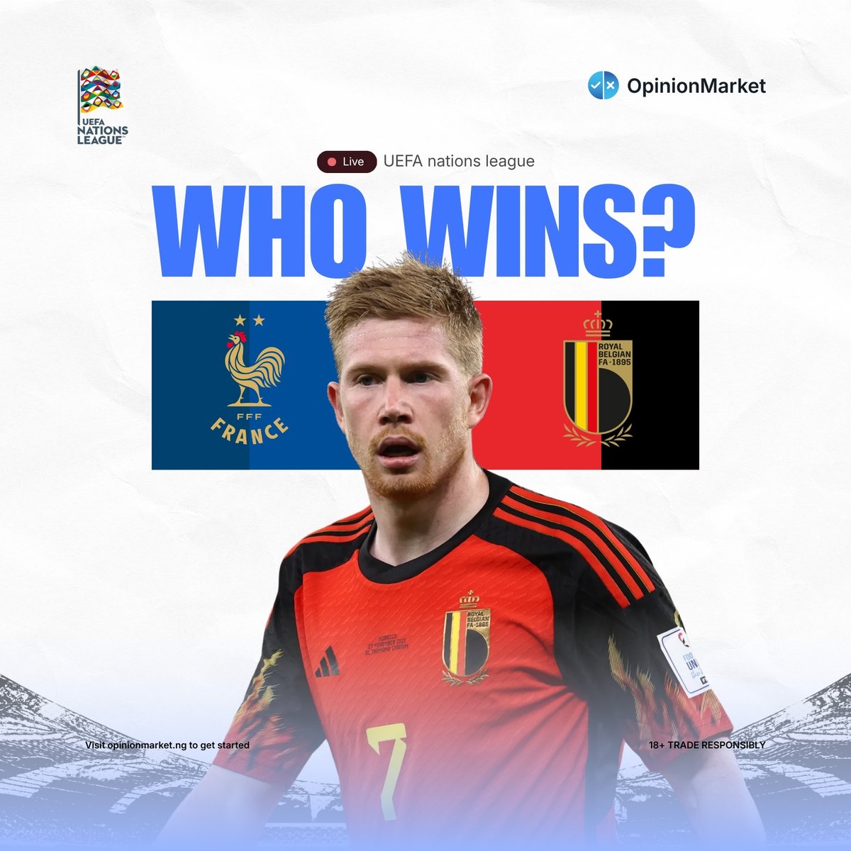betsodds_'s tweet photo. France vs Belgium
WHO WINS?
Live Nations League. Two winners from matchday 1. Only one can stay on top tonight.

https://t.co/JB6lmc4aeh
18+ Trade responsibly. https://t.co/ierTy62R1C