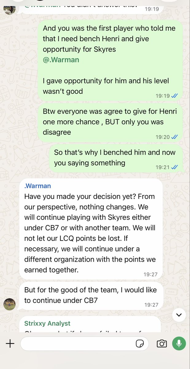 Cb7esports's tweet photo. Showing the result without showing the cause

It's sad that this has to be aired out publicly, but one side of the story has been told, so here's the other

this decision followed months of repeated conflict, most notably threatening to leave knowing it meant losing the team's LCQ points to get his way over what was best for the team. Even when compromises were offered, they were dismissed

It’s not fair for a whole team to be held hostage by the whims of one player

"My way or the highway" has a serious effect on team cohesion and morale. In the end, it was a hard decision based on what the team needed. Nothing more, nothing less