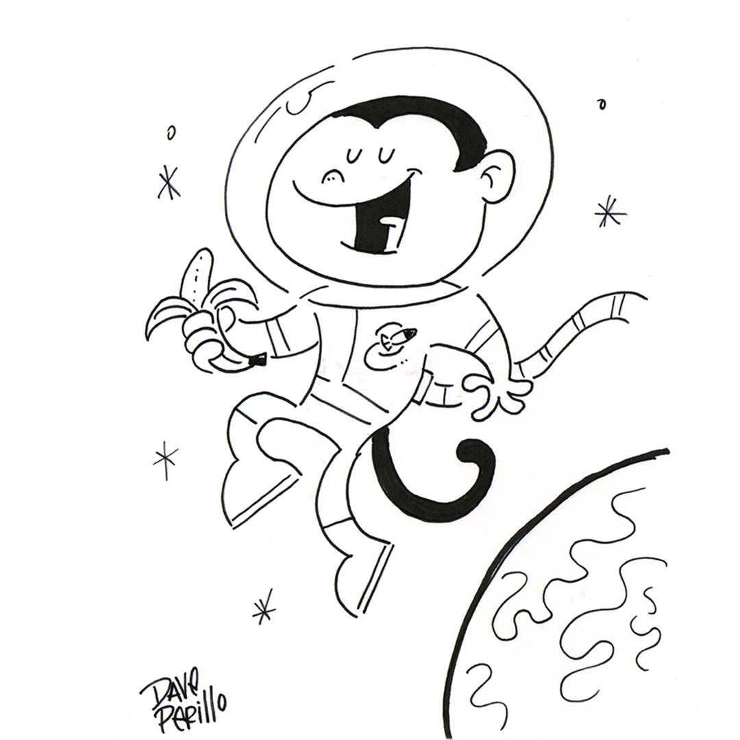 cosmicmonkey's tweet photo. Welcome to Cosmic Monkey Mondays, where we showcase an artist’s vision of our Cosmic Monkey mascot! Come back every Monday for who's next. This week we have Dave Perillo with a very special #comics treat! https://t.co/ZH63Jn9aEN