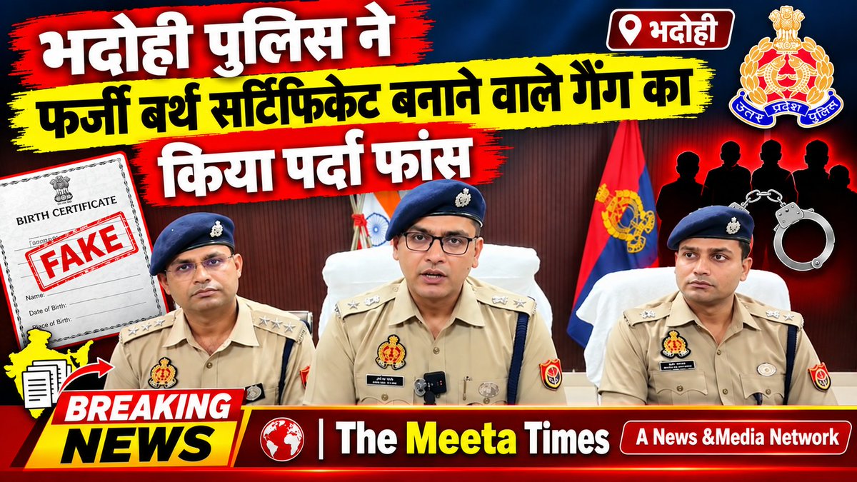 TheMeetaTimes's tweet photo. Bhadohi पुलिस ने फर्जी बर्थ सर्टिफिकेट बनाने वाले गैंग का किया पर्दा फास  #भदोहीपुलिस #bhadohi_news 
#bhadohi https://t.co/oNtmI5r14I