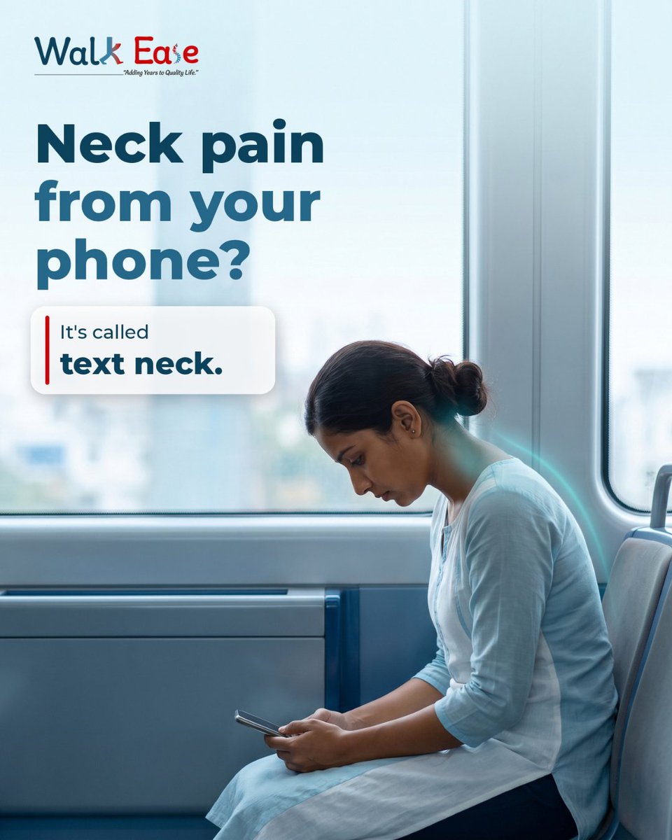 WalkEaseIndia's tweet photo. What is Text Neck .

Hours spent looking down at your phone can strain your neck and upper back. Stiffness, headaches, rounded shoulders, or tingling in your arms can be signs that your neck needs attention.

📍 Walk Ease Physiotherapy Clinic, Sector 37, Faridabad
📞 7488478576 https://t.co/vaV7N1JgkE