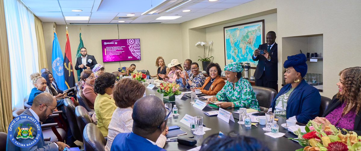 Ladyfatimabio's tweet photo. During the 81st United Nations General Assembly in New York, I was privileged to join my sister First Lady H.E. Ana Dias Lourenço  of Angola and distinguished African leaders for an important high-level dialogue on Advancing Reparative Justice, Cultural Restitution and Africa’s Creative Economy Transformation.

This was more than a conversation about the past. It was a conversation about Africa’s future.

Africa’s cultural heritage tells the story of our people, our identities, our civilizations and our contributions to the world. For generations, precious artefacts and cultural treasures have been taken from our continent, while much of Africa’s creative wealth and intellectual contribution has not always translated into opportunities for our people.

Cultural restitution is therefore not simply about the return of objects. It is about restoring history, dignity, identity and ownership, while creating pathways for future generations to learn from and build upon their heritage.

Equally important is the transformation of Africa’s creative economy. Our artists, filmmakers, musicians, writers, designers, performers, artisans and young innovators possess extraordinary talent. With the right investment, infrastructure, intellectual-property protection, markets and opportunities, Africa’s creativity can become an even stronger driver of jobs, entrepreneurship and sustainable economic growth.

The dialogue, including the work of AUDA-NEPAD’s African Art and Artefact Return Initiative (A3RI) and Africa Creatives, Sports and Recreation Programme (ACSAR), is an important step toward turning recognition into practical action.

As we move through the 2026–2036 Decade of Reparations, Restitution and Justice, Africa must continue to shape this agenda on its own terms — ensuring that our heritage is protected, our stories are told by us, our cultural assets are valued, and our young people can build prosperous futures from the richness of who we are.

I was honoured to stand alongside fellow First Ladies in support of this important continental journey.

Our heritage is our identity. Our creativity is our strength. Our future is ours to shape.

FMB.