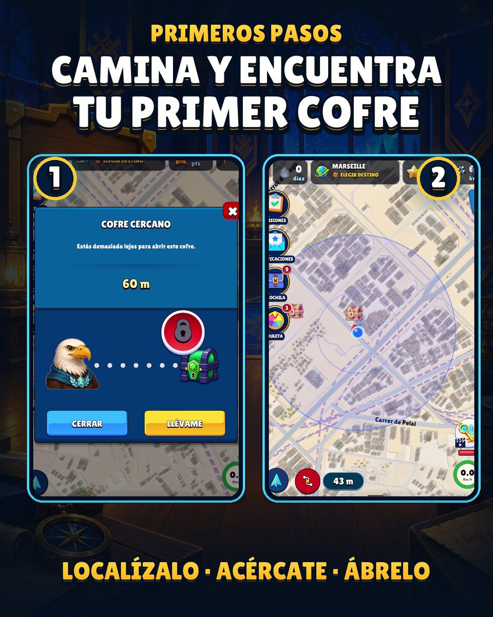 CardQuest_Game's tweet photo. Tu aventura empieza con un paseo. 👣🗺️

Localiza un cofre, camina hasta él y descubre sus recompensas. 🪙⭐🎴

¿Cuál ha sido tu primera carta? ¡Compártela con nosotros!

#CardQuest #CaminaYExplora #ColeccionaCartas https://t.co/0fg3oWV1dQ
