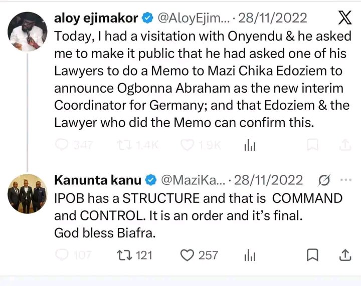 MaziCUmeh1's tweet photo. Imagine where we could have been by now if Mazi Chika Edoziem/#DOS didn't take their stand.
It was classic pincer movement by MNK, his siblings and lawyers to destroy #IPOB.
#DOS Thank you 💯
#Biafrans #SupportIPOB #SupportDOS #SuppportESN
#FreeBiafraNow
#chibuikembiafrachild https://t.co/291S5P7G3H