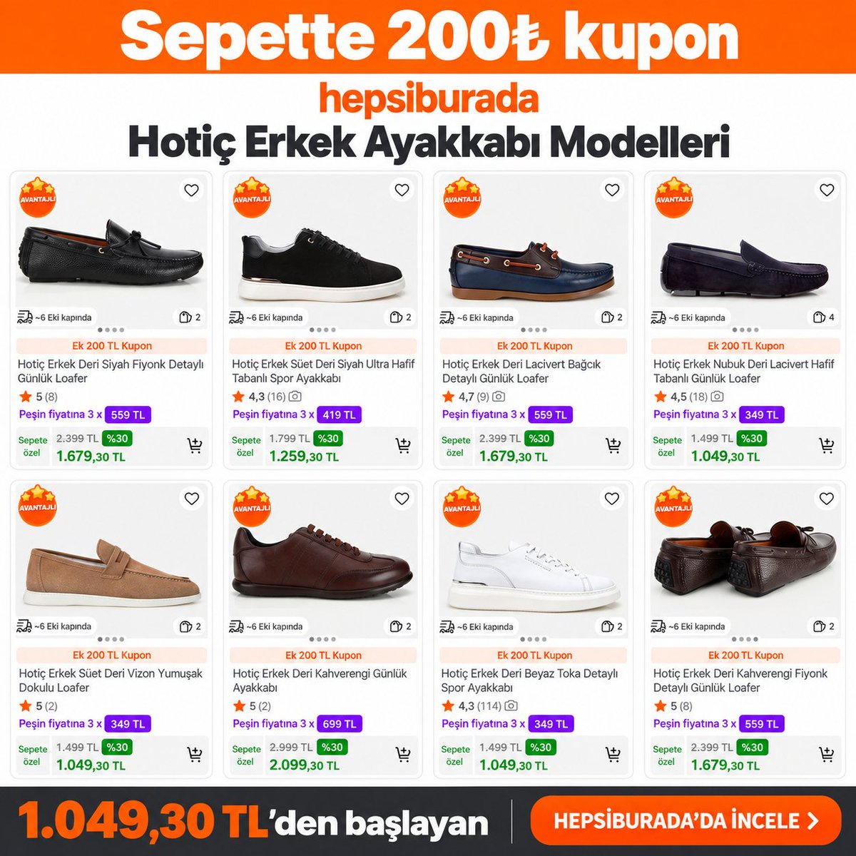 Guldehann_'s tweet photo. Hotiç'de 200₺ kupon geldi.
Mağazasında 2500₺'ye satılan Hotiç Ayakkabılar --> 1059₺'den başlayan fiyatlarla

Görseleye tıklayarak inceleyebilirsiniz. Stoklar sınırlı arkadaşlar. Tanıtım
