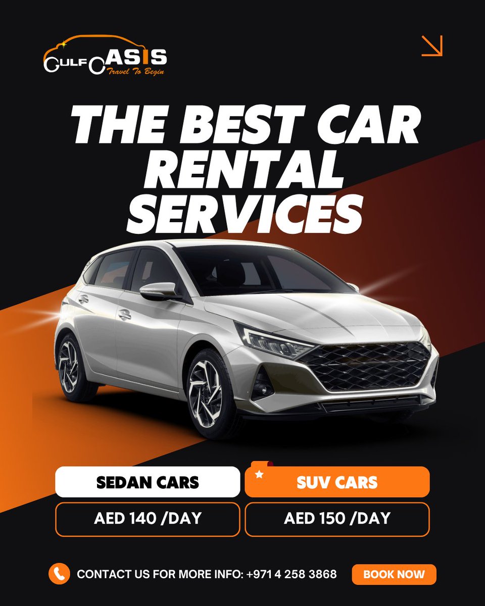 gulfoasis_ae's tweet photo. Looking for a reliable car rental in Dubai? Choose your perfect ride with Gulf Oasis Rent A Car and enjoy comfort, convenience, and great daily rates.
#GulfOasisRentACar #RentACarDubai #DubaiCarRental #CarRentalDubai #DubaiCars #SUVRental #SedanRental #AffordableCarRental https://t.co/XYHT9S5qDC