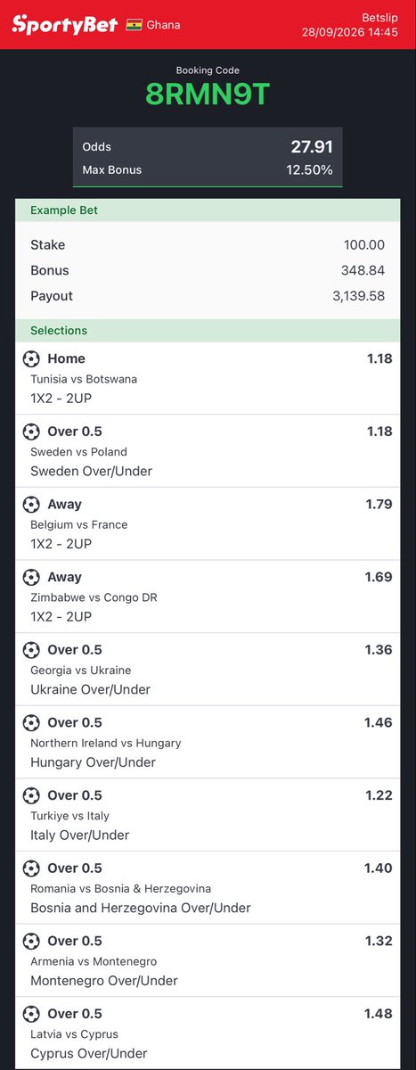 HeistBet's tweet photo. 30+odds on sportybet don’t skip https://t.co/XQ22vpxnDB