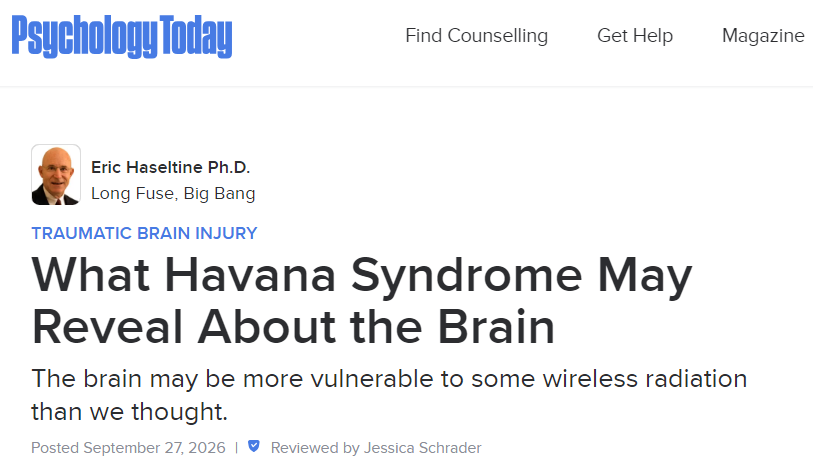 dave_ehs's tweet photo. Psychology Today:  What Havana Syndrome May Reveal About the Brain

#Radiofrequency #Microwave #Radiation

https://t.co/KykzuFxPDm https://t.co/PtClvRbtjS