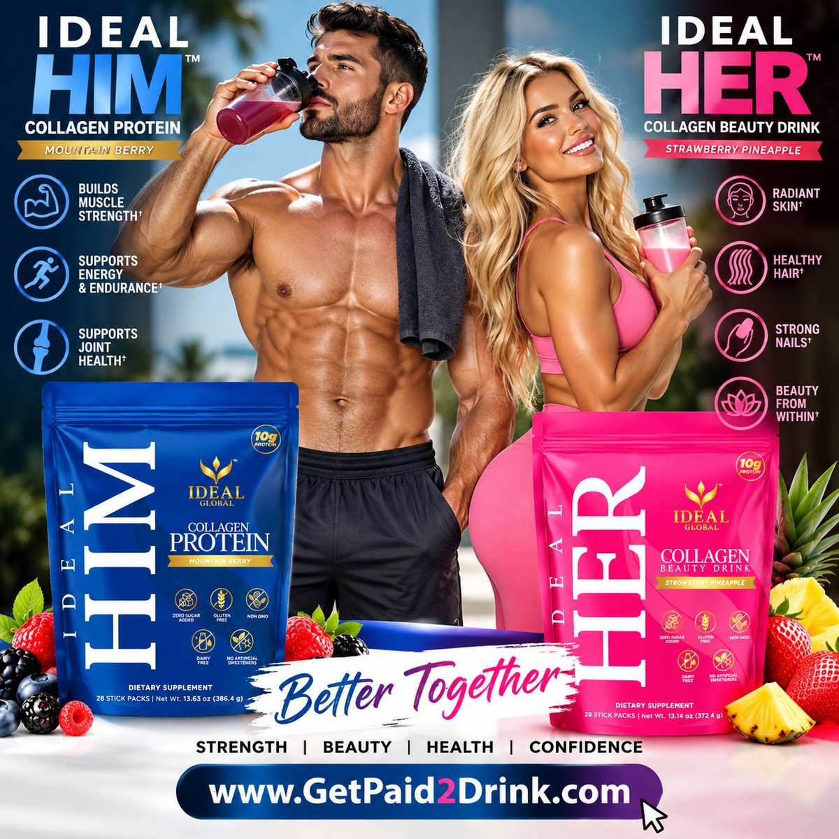 GetPaidTwoDrink's tweet photo. Everywhere we go, people are saying, we love IDEAL COLLAGEN .
 with targeted ingredients that complement healthy skin, hair, nails, and overall vitality.
 
https://t.co/CTm1YKHICj

#collagen #fitlife #fypシ゚viralシ #Synergy #healthyliving #azrealtor #tiktok https://t.co/DMnlMgJfg5