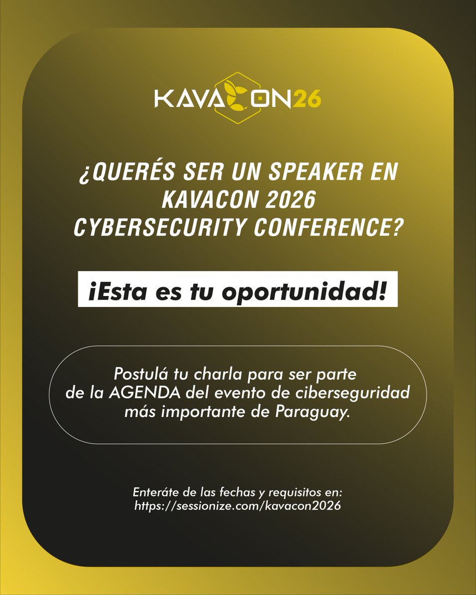 KavaConPy's tweet photo. Si investigaste, resolviste un caso complejo o tenés una mirada capaz de elevar la conversación, queremos escucharte en KavaCon 2026.

Proponé tu charla y consultá las bases ✅

 #CallForSpeakers #CyberCommunity #KavaCon2026 https://t.co/UZ0ocaKjpN