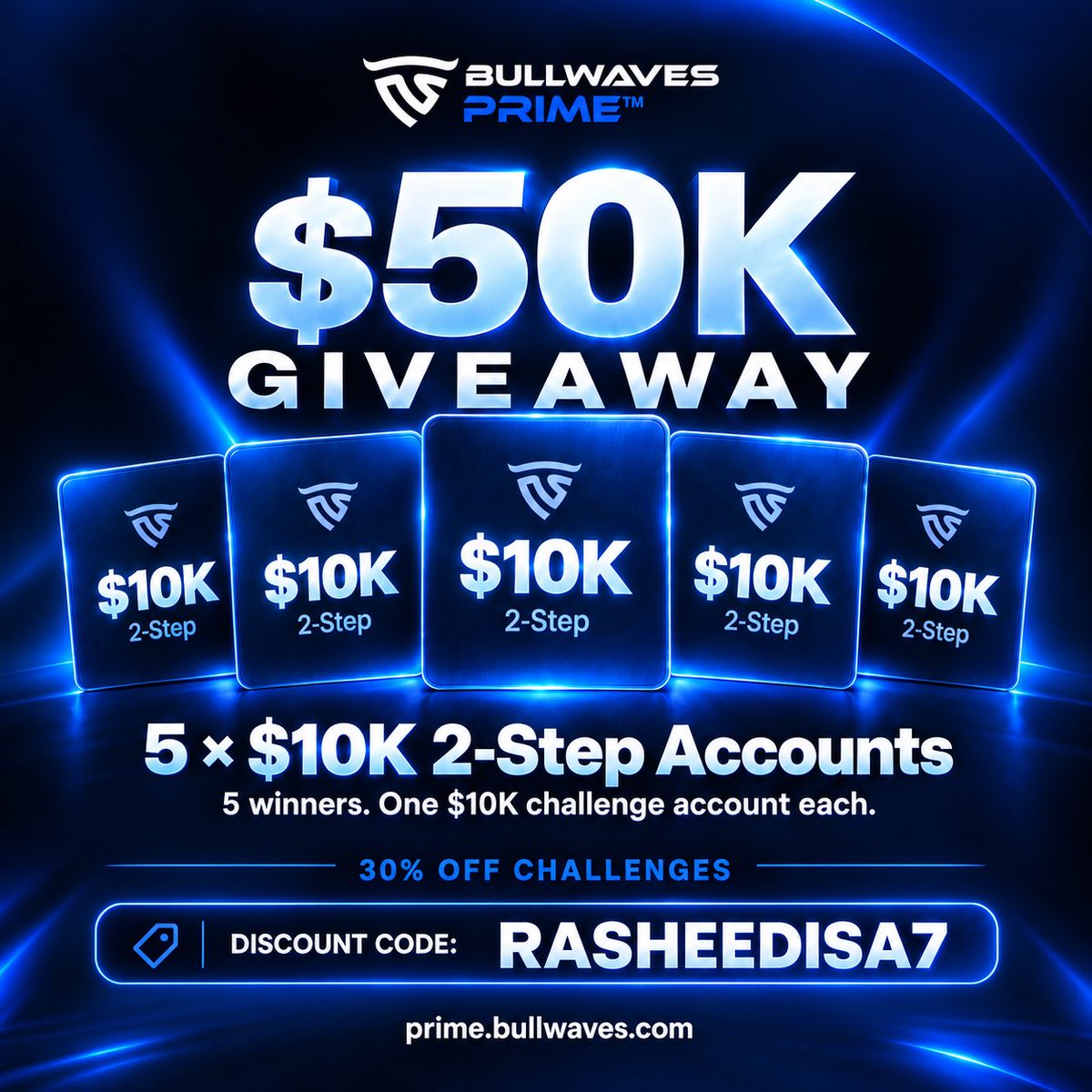 Rasheedisa7's tweet photo. 🎁 Giveaway 🎁

5X $10,000 Challenge Account

Rules:

🔷 Follow @BullwavesPrime @natewolf1ey @rasheedisa7

🔷 Like, RT &amp; Tag 3 Friends

🔷 Follow: @Isabelloisa1 @THE_ICT_1 @Abu_engineer1 @Sic_Magnaa 

🔷 Register &amp; USE RASHEEDISA7 FOR 30% OFF
https://t.co/yR7k8KTuw3

Winners 96H https://t.co/IcyQq7n7rP