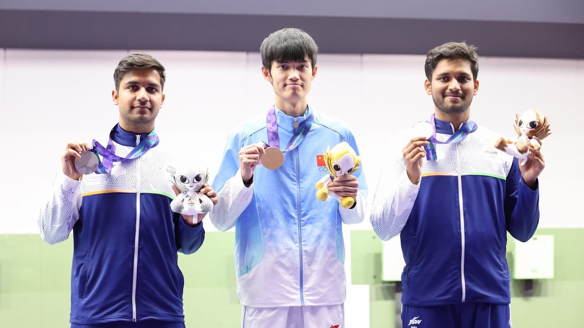 Joydeep709's tweet photo. Rifle shooter Rudrankksh Patil still remains the highest individual medalist of 2026 Asian Games for India. 2 Silver 1 Bronze. #asiangames https://t.co/Fs2C5sStsu