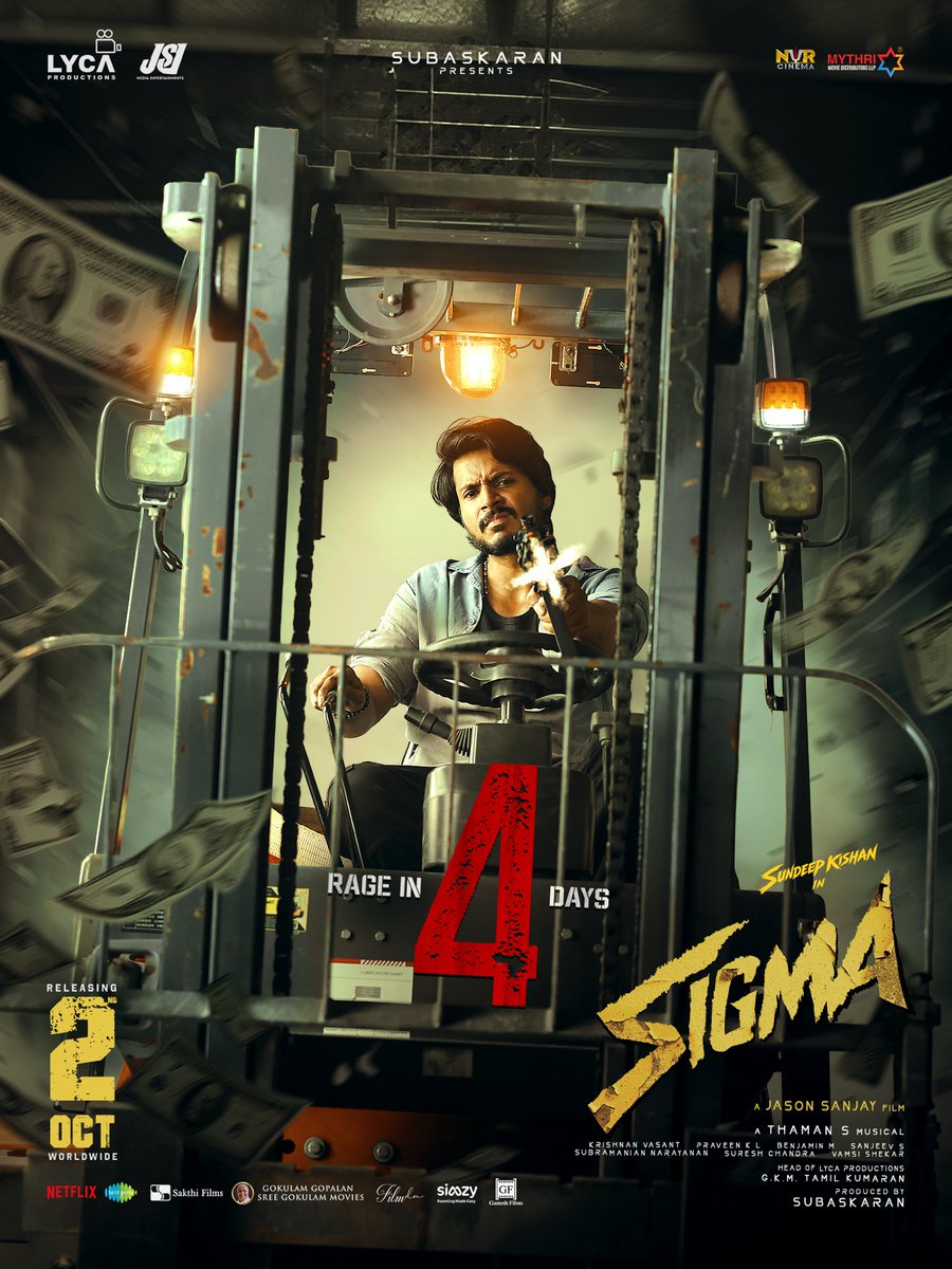 official_jsj's tweet photo. #Sigma is all set to light up the screens in just 4 days. 🔥 Get ready for an action-packed adventure. 🤩

#SigmaInCinemasOct2

 @LycaProductions #Subaskaran @gkmtamilkumaran @sundeepkishan @MusicThaman @fariaabdullah2 #RajuSundaram #SampathRaj @shivpanditt @follow_anbu @yogjapee https://t.co/dVsPlYxomp