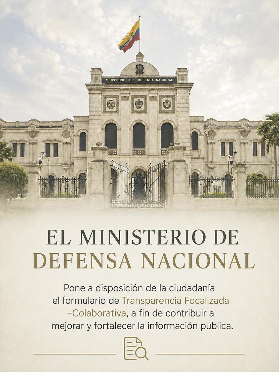 armada_ecuador's tweet photo. Fortalecemos la información
pública con transparencia.
Conoce y accede a los datos de
interés ciudadano.
#TransparenciaDefensa
Link:
https://t.co/cdwepNXuYf
@DefensaEc https://t.co/917zNkZXr4
