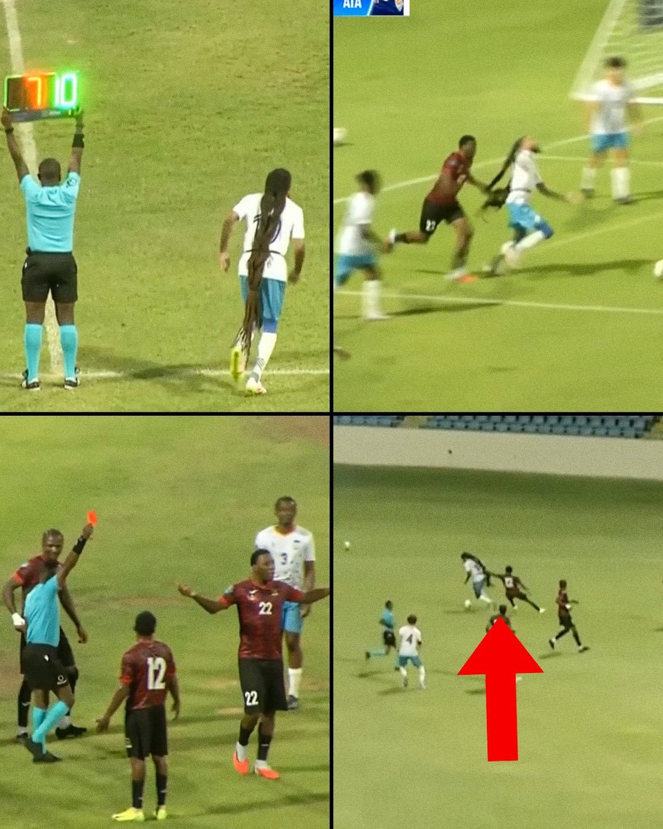 refere_checking's tweet photo. Aedan Scipio 🇦🇮 (Anguilla), Antigua-et-Barbuda 🇦🇬 karşısında Concacaf Uluslar Ligi'nde iki kez saçlarından çekildi. 😭

Sonuç: İki oyuncu da ihraç edildi... oysa Antigua-et-Barbuda zaten 5-0 öndeydi. ❌😂

📸 @ESPNFC https://t.co/IHjahviUxP