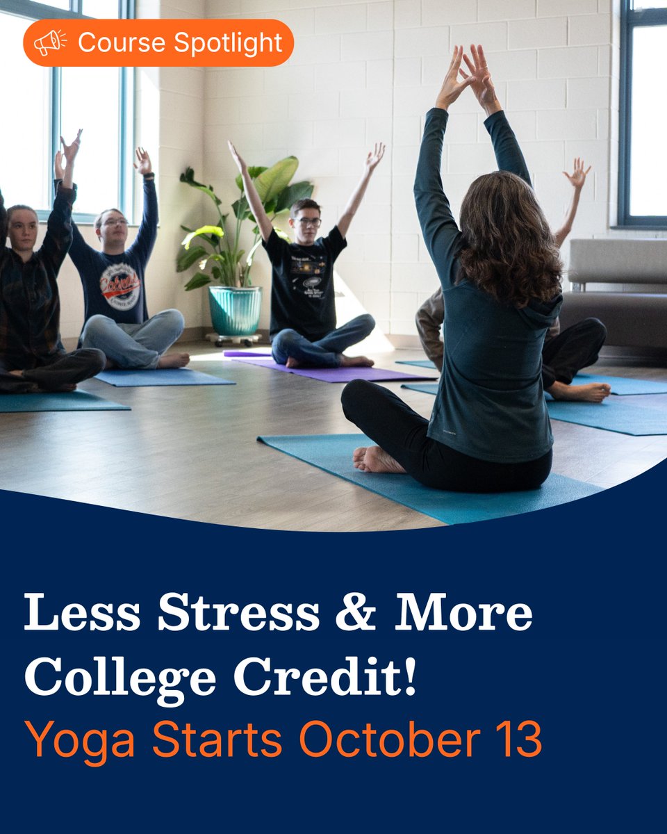 cccti's tweet photo. Looking for a fun class?

CCC&amp;TI's Yoga course starts October 13 at the Caldwell Campus and there's still time to enroll! This is a great way to earn college credit while doing something good for your mind and body.

All experience levels are welcome! https://t.co/ardqwuWjl0