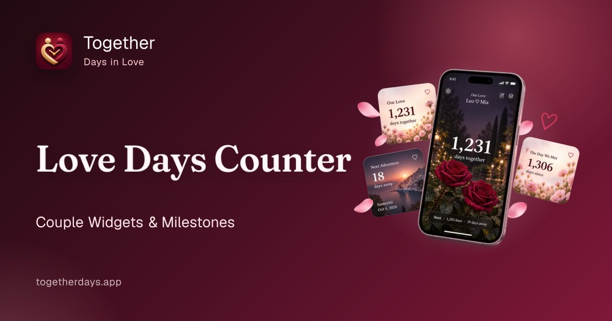 AppsHunterIo's tweet photo. 🎉 Last week’s #1 launch on https://t.co/LUb94dfTpb is Together – Love Days Counter! ❤️

Huge congratulations to the team behind Together for taking the top spot! 🏆

👉 https://t.co/kyOAVHUzmj https://t.co/f2s5J57mjV