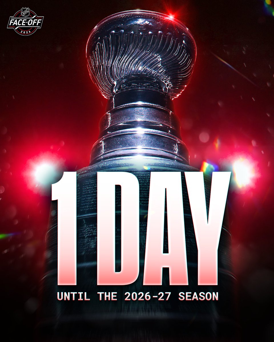 One more day until the chase for the #StanleyCup returns!!! 🤩

Watch as the puck drops for the 2026-27 season TOMORROW! #NHLFaceOff 
 [📷](https://pbs.twimg.co