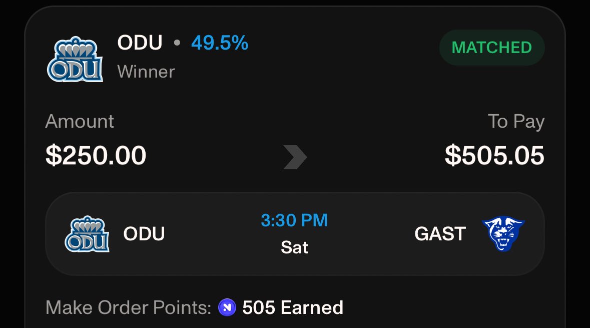 KidPoker04's tweet photo. CFB 5U POD

First one of the year.

Old Dominion ML +102 5U

If you’re smart you will wait until halftime and bet +7.5. https://t.co/LuqPz49zHq