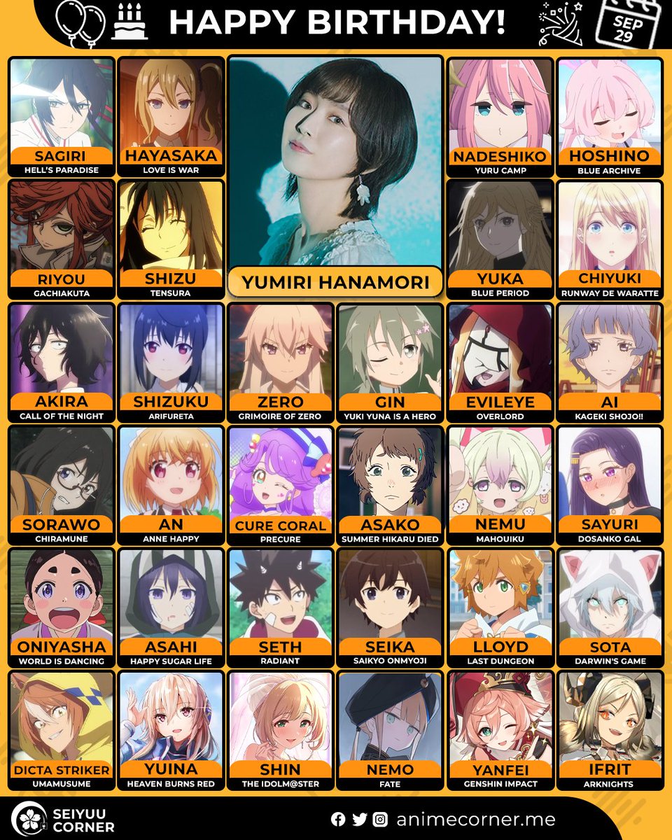 seiyuucorner's tweet photo. Happy birthday Yumiri Hanamori! 🎉 

Let's wish Yumirin all the best @hanayumi09 

#YumiriHanamori #花守ゆみり #花守ゆみり生誕祭2026 https://t.co/0LfooCOVRP