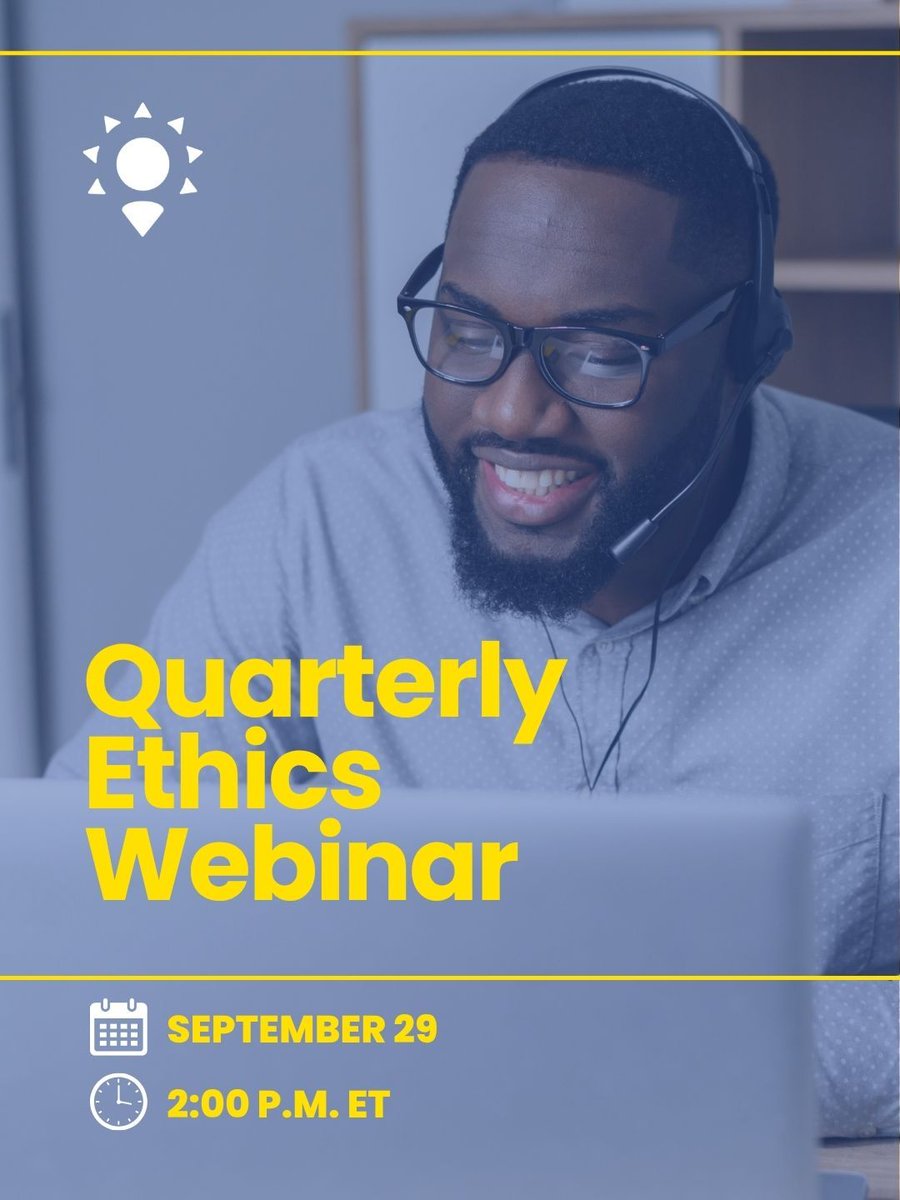 FLCities's tweet photo. Join us for our Quarterly Ethics Webinar on September 29 at 2 p.m. ET. Our Quarterly Ethics Webinar brings together great guests for candid, thoughtful conversations on the ethical challenges facing elected officials. Register today at https://t.co/lKQt0pQlsj. https://t.co/mJveUQtTgw