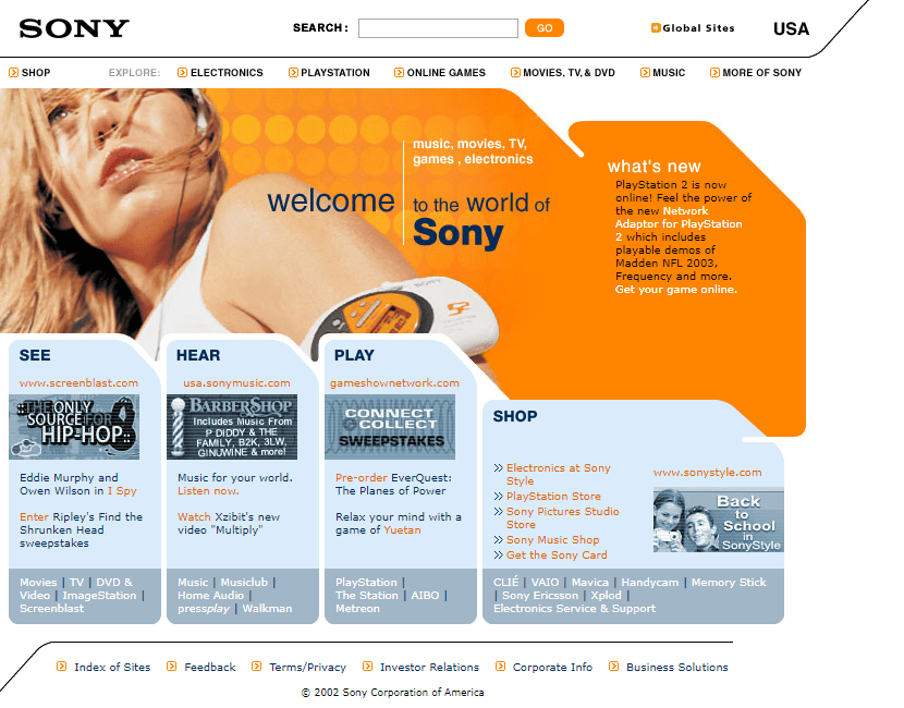 WebDesignMuseum's tweet photo. Y2K web design in the 2000s

– Sony in 2002
– Jamiroquai in 2003
– Microsoft Games in 2002
– Swift 3D in 2002 https://t.co/2IlY9oWBVH